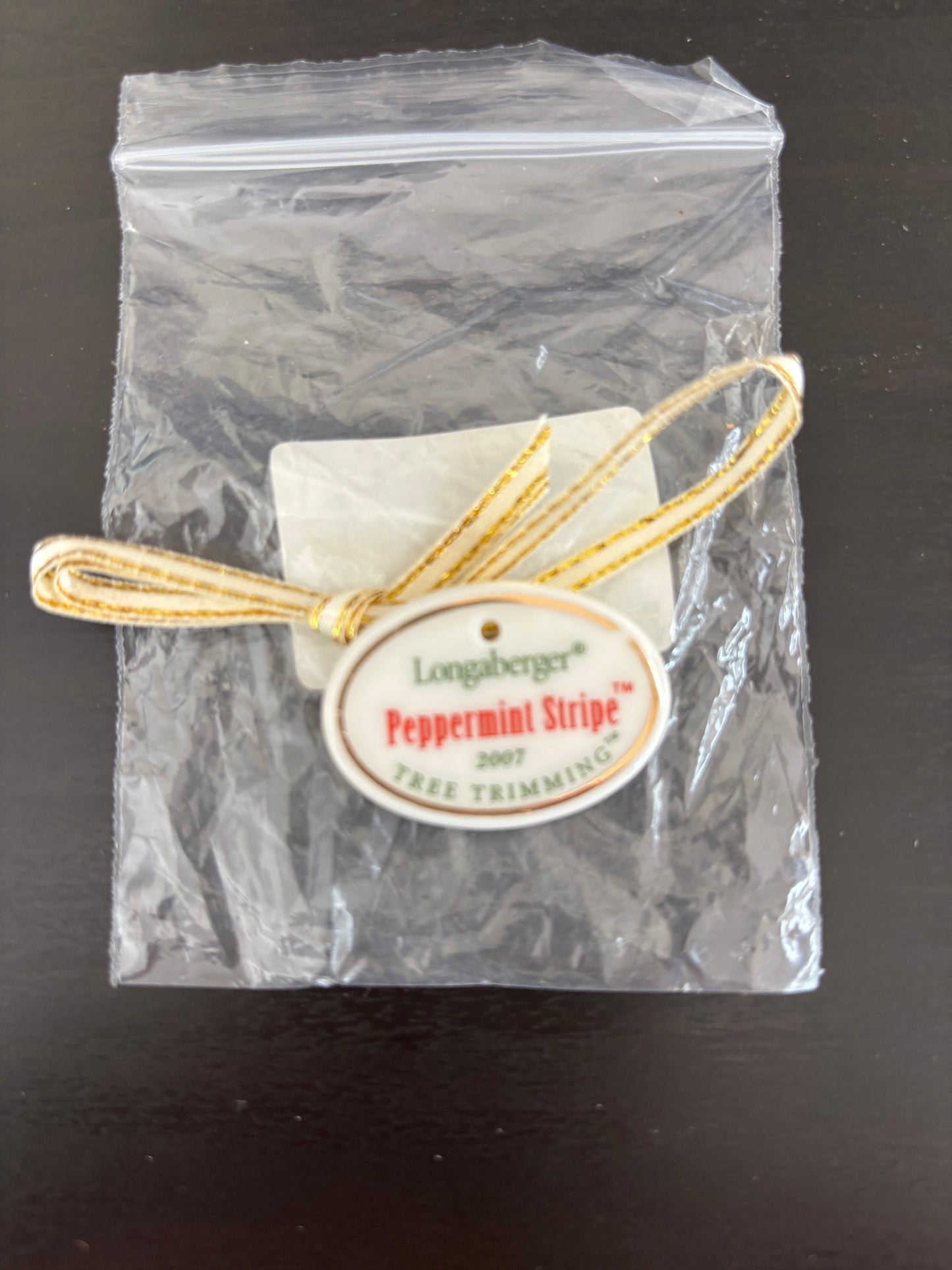 Longaberger 2007 Peppermint Stripe Tree Trimming Basket Tie On - NIB