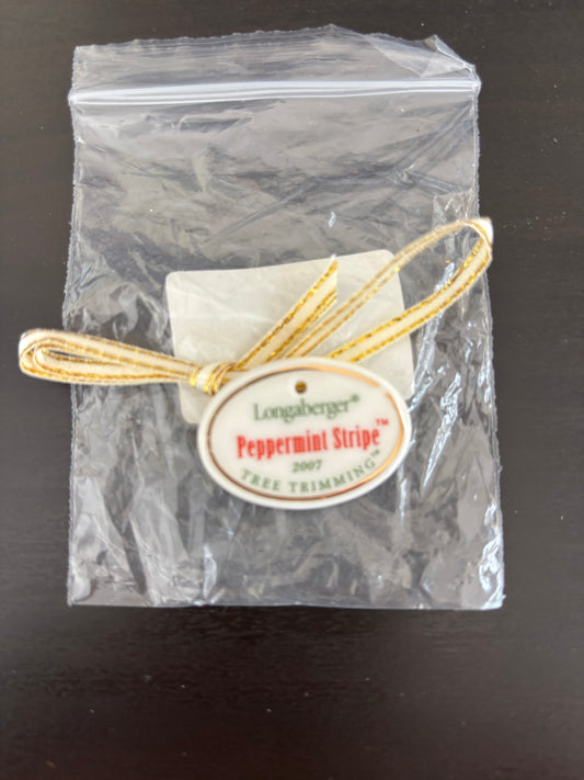 Longaberger 2007 Peppermint Stripe Tree Trimming Basket Tie On - NIB