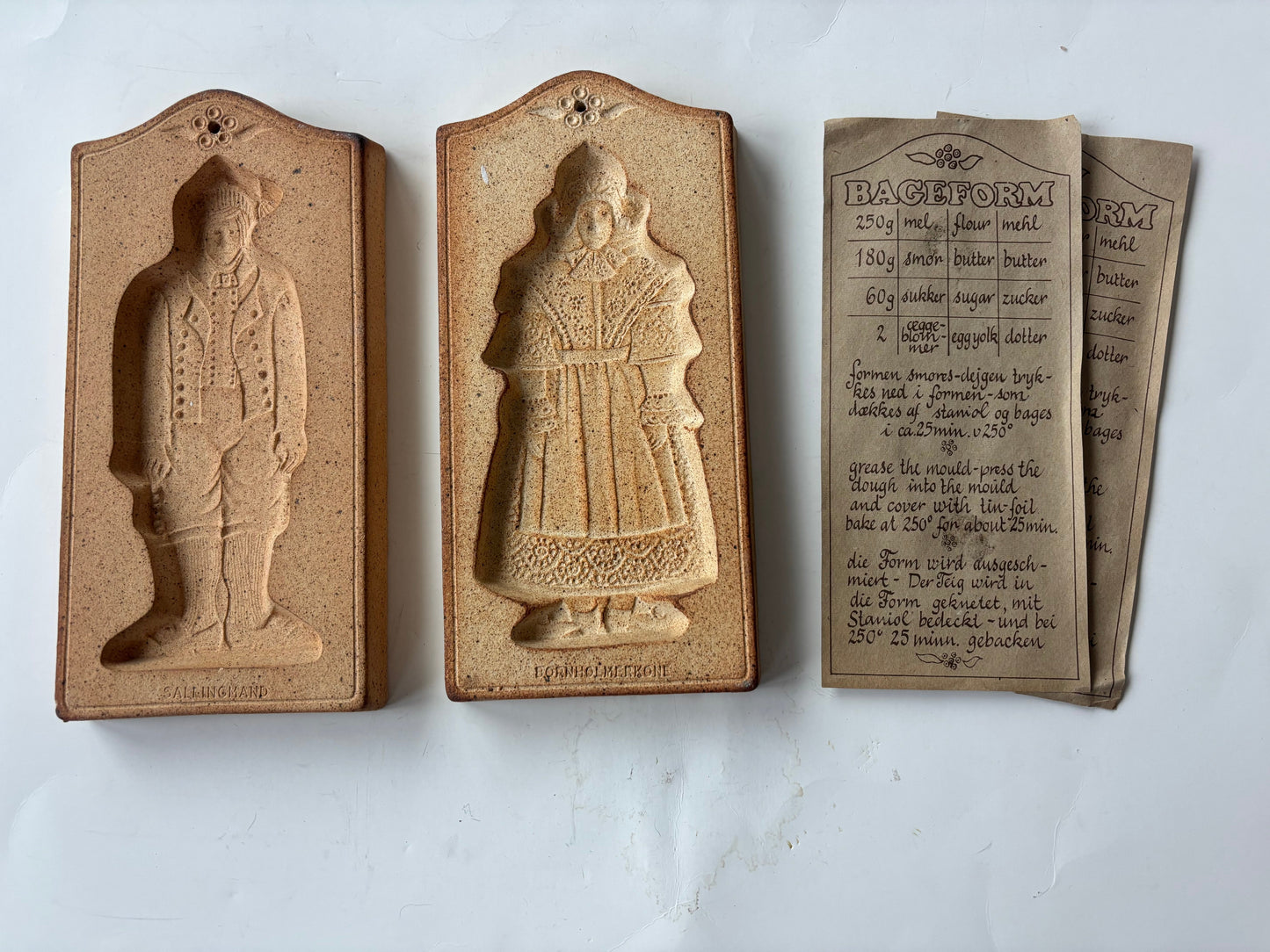 Vintage Shortbread Cookie Molds - Man and Woman - From Denmark