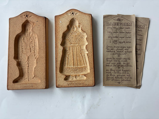 Vintage Shortbread Cookie Molds - Man and Woman - From Denmark