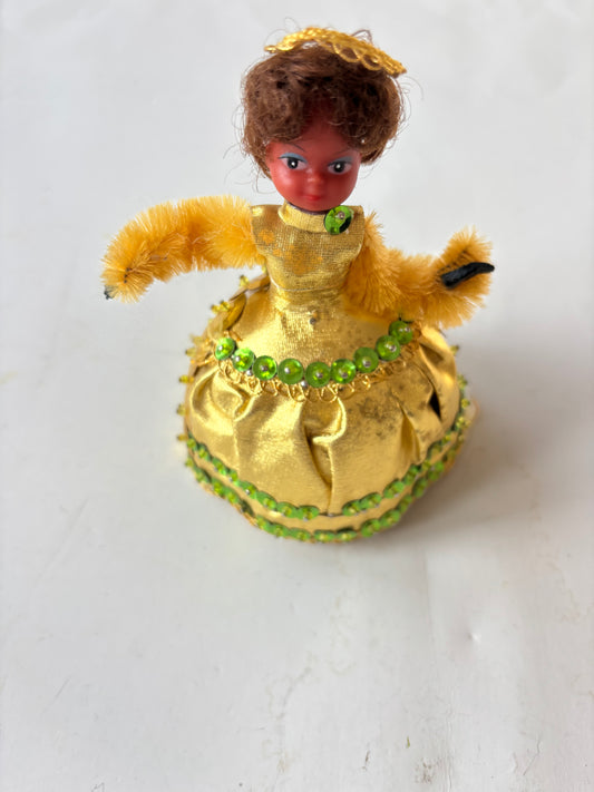 Vintage Styrofoam Beaded Sequin Push Pin Doll (5")