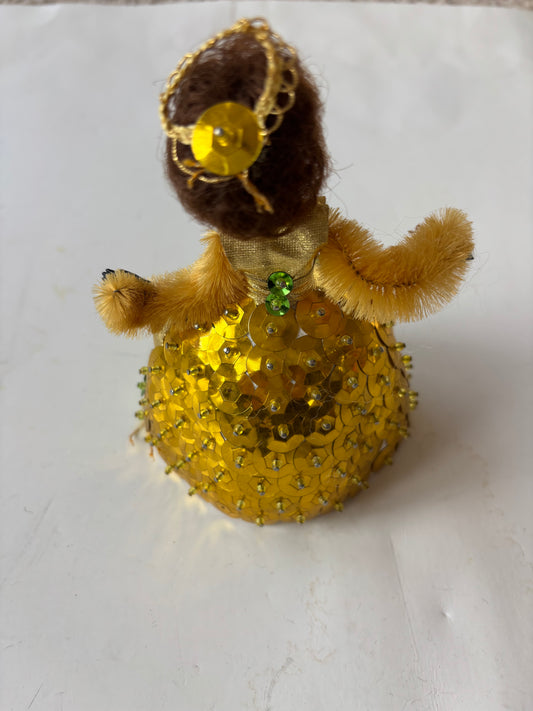 Vintage Styrofoam Beaded Sequin Push Pin Doll (5")