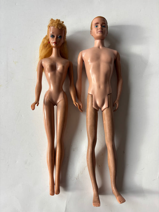 Mattel Vintage 1960s #4 Blonde Ponytail Barbie MCMLVIII and Vintage Ken Doll - MCMLX