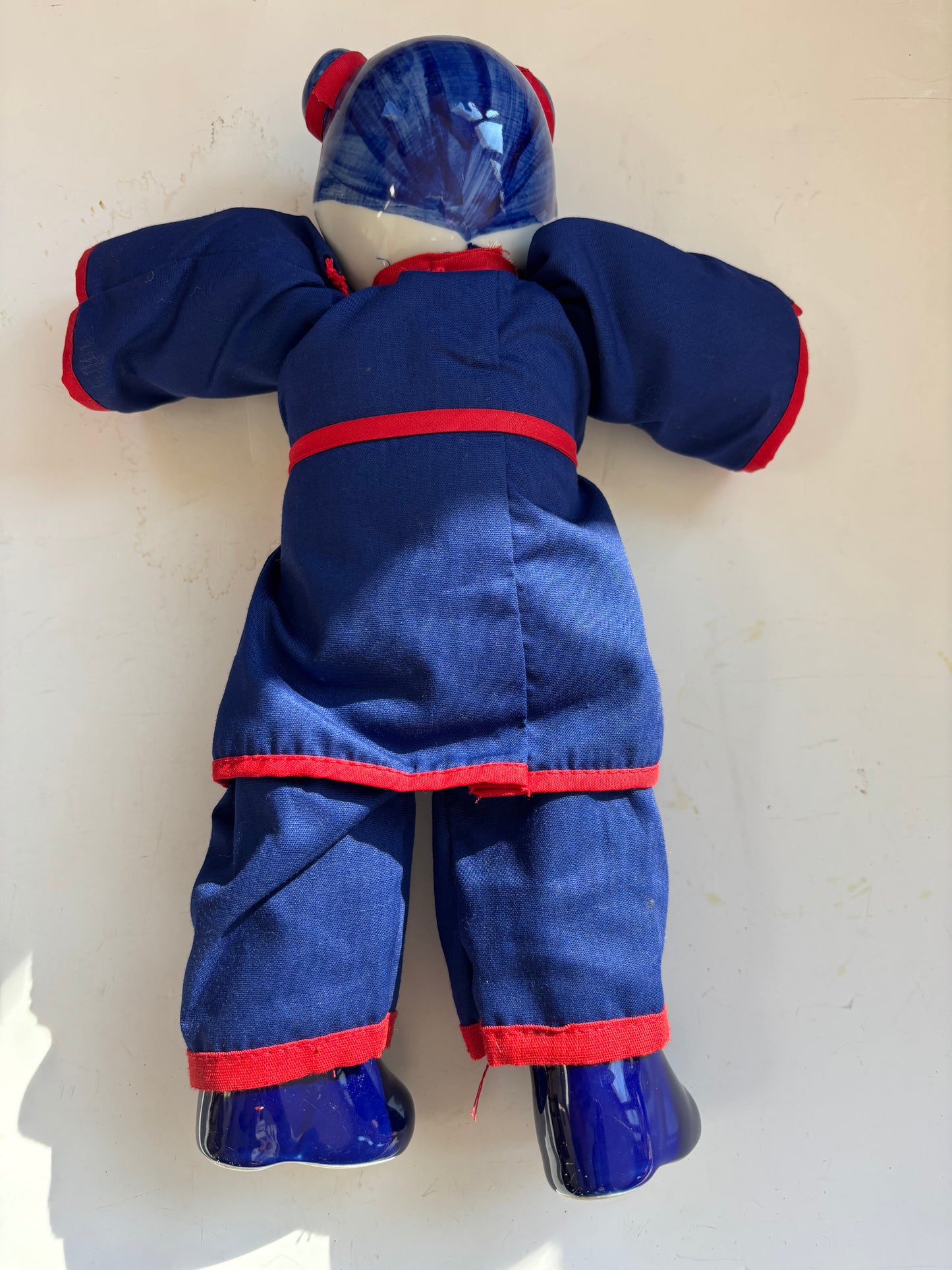 Vintage Asian Porcelain Delft Blue Doll