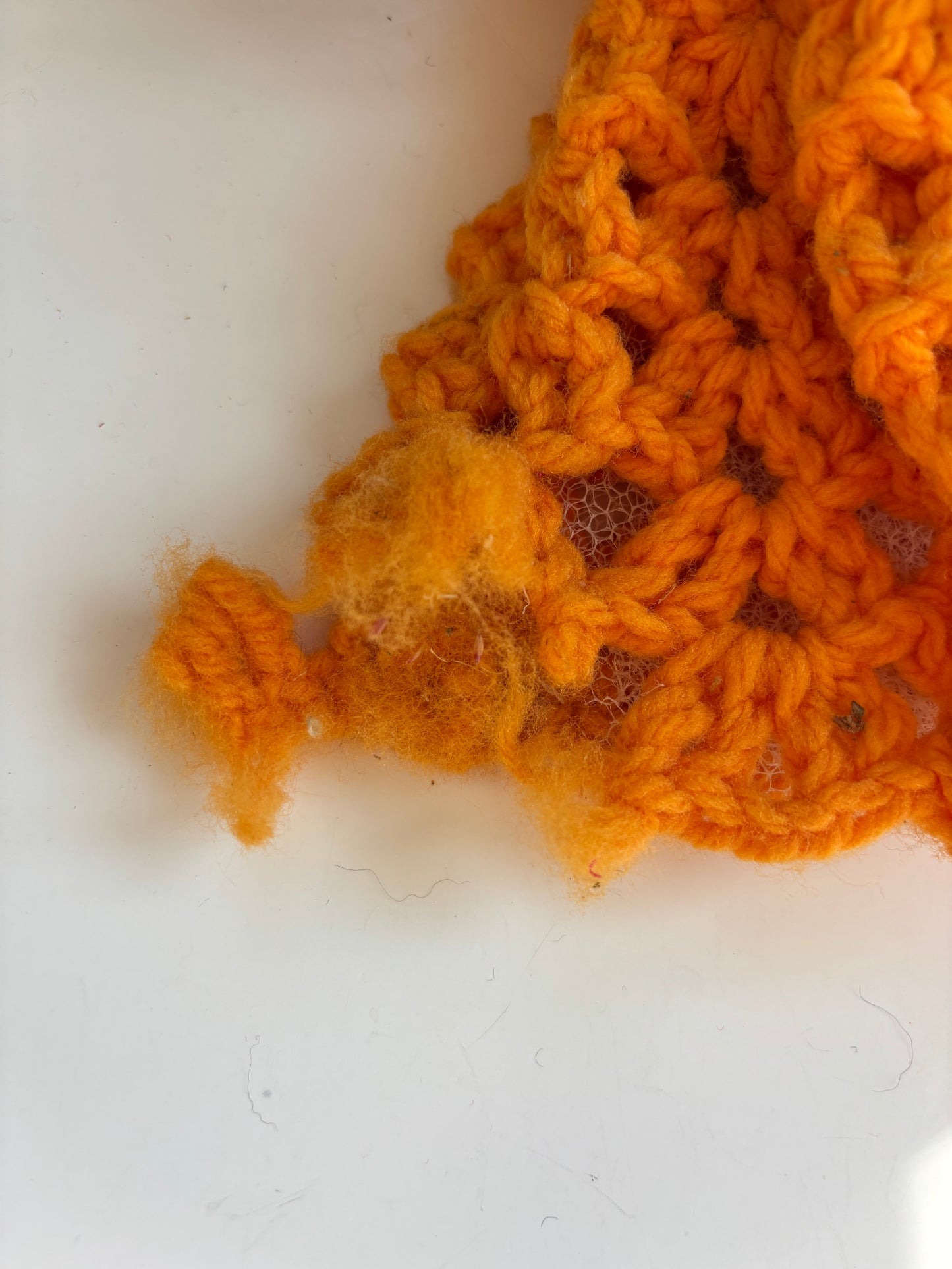 Vintage Doll in Orange Crocheted Dress