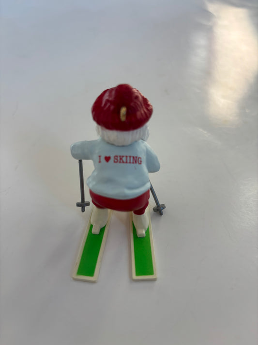 Vintage Hallmark 1989 Snowplowing Santa - I love Skiing Ornament