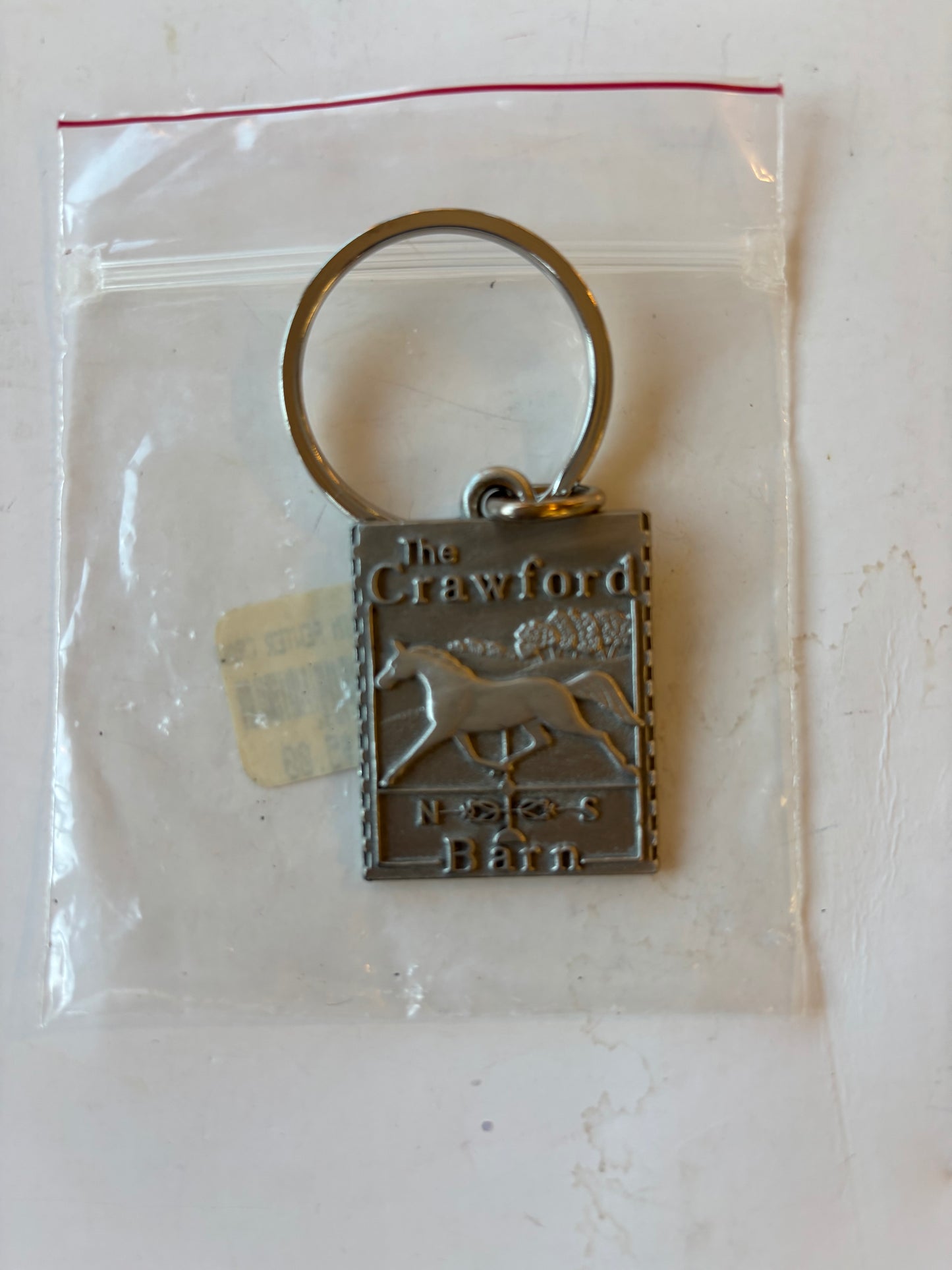 Longaberger Pewter Crawford Barn Keychain - NIB