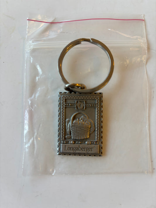 Longaberger Pewter Apple Basket Keychain - NIB