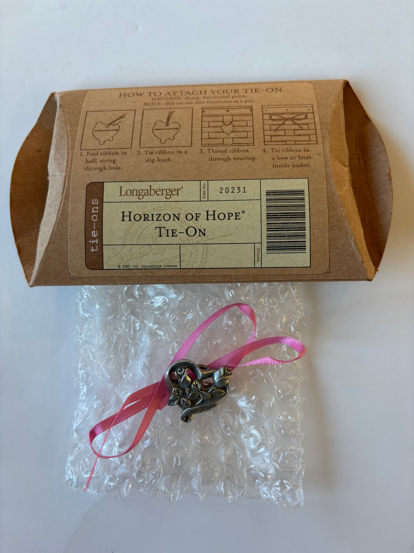Longaberger Horizon of Hope Basket Tie On - NIB #20231