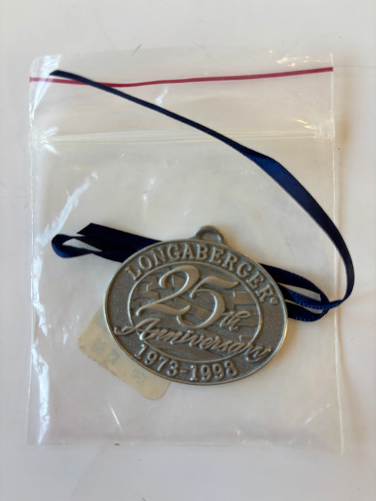 Longaberger 25th Anniversary Pewter Basket Tie On - NIB