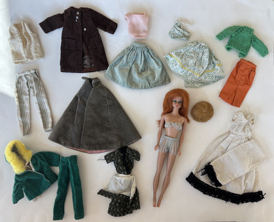 Vintage Mattel 1960's Fashion Queen Barbie w/2 wigs and clothes