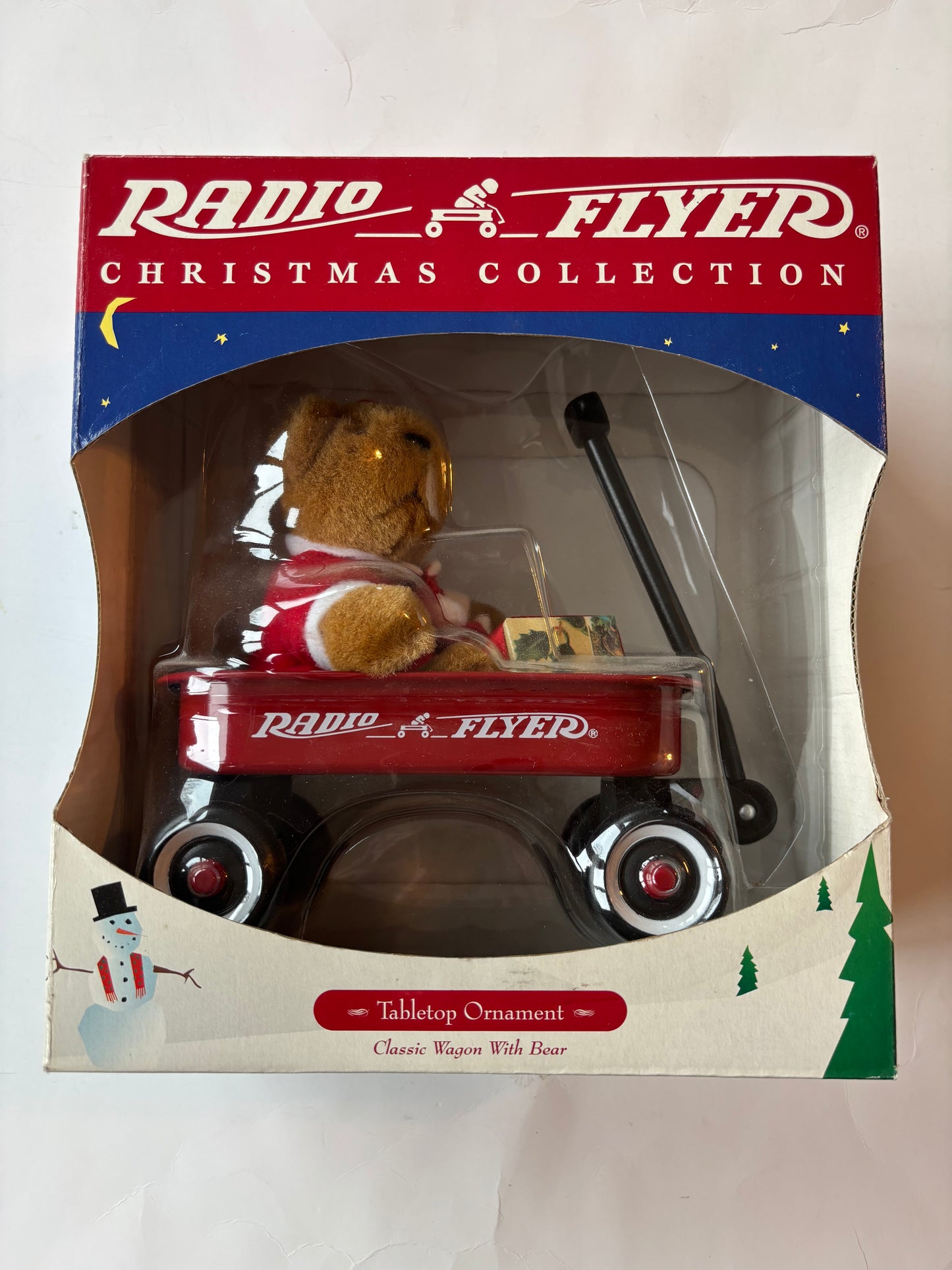 Vintage 1998 Radio Flyer Christmas Collection Tabletop Ornament (Bear in Wagon) - NIB