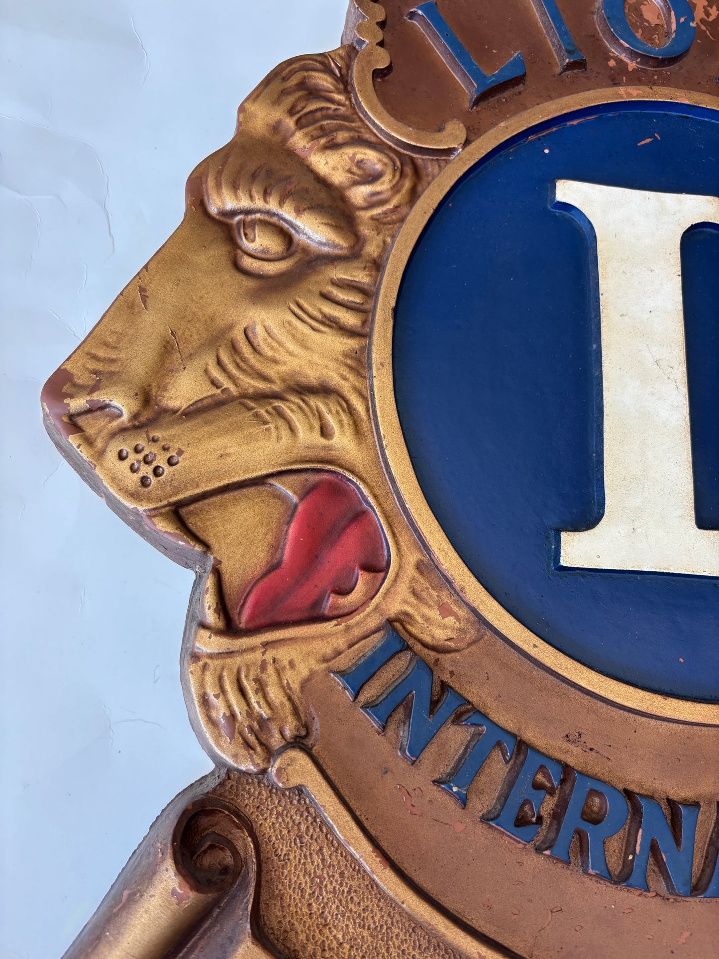 Vintage 1960's Lion's Club International "Lions Meet Here" Sign - 20 3/4" x 18"