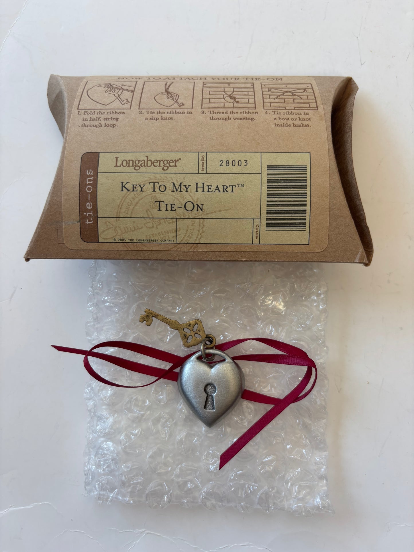Longaberger Key To My Heart Basket Tie On - #28003