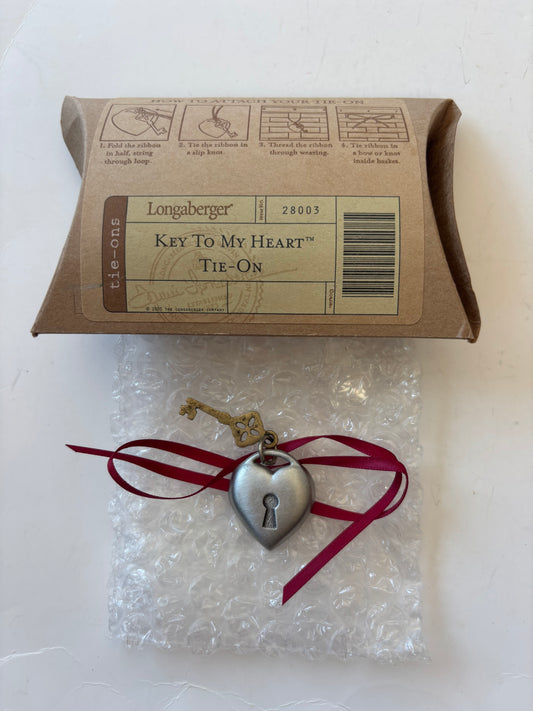 Longaberger Key To My Heart Basket Tie On - #28003