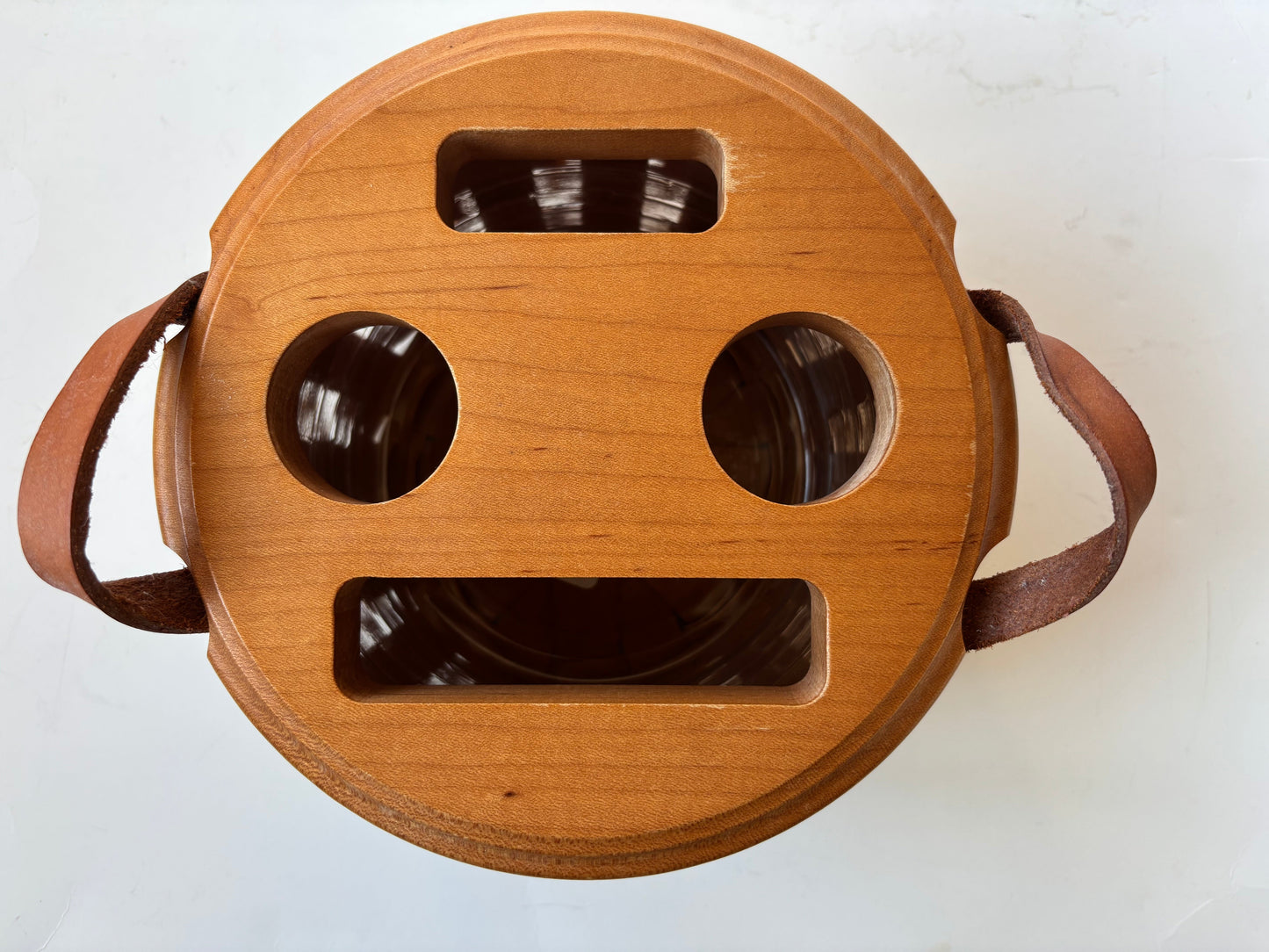 Longaberger 1999 Button Basket w/Bathroom Wood Lid and Mirror
