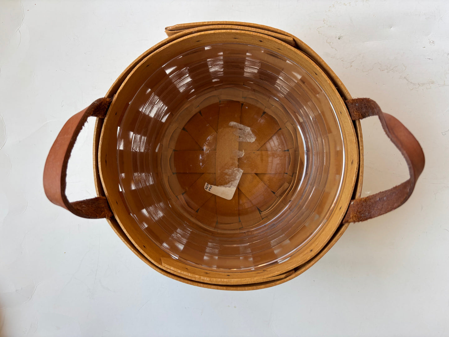 Longaberger 1999 Button Basket w/Bathroom Wood Lid and Mirror