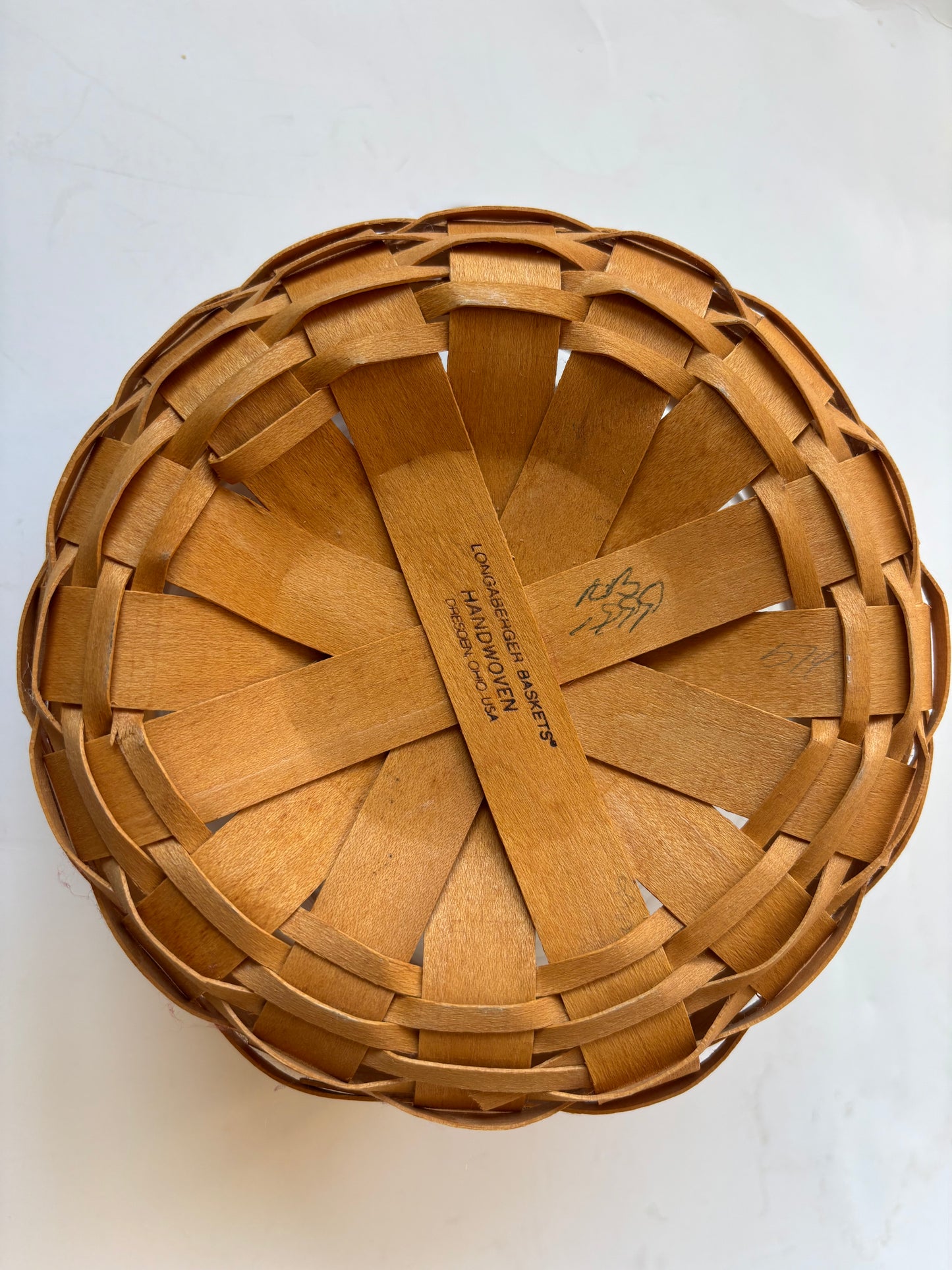 Longaberger 1999 Button Basket w/Bathroom Wood Lid and Mirror