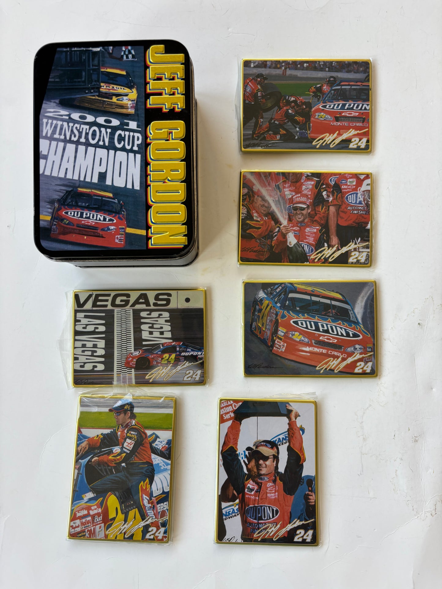 Vintage Jeff Gordon 2001 Winston Cup Champion Tin w/6 Collectors Cards