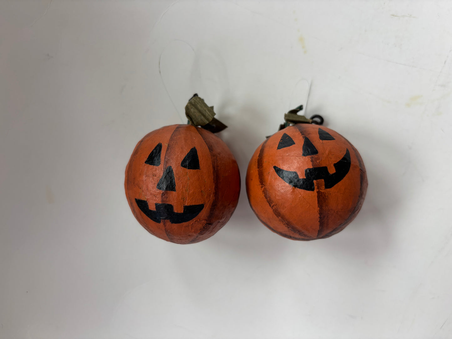 Paper Mache Jack O'Lantern Ornaments (set of 2)