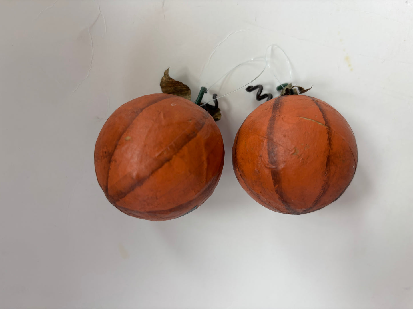 Paper Mache Jack O'Lantern Ornaments (set of 2)