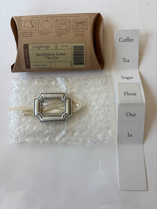 Longaberger Rectangle Label Basket Tie On - NIB #20797