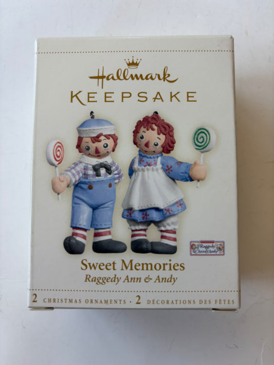 Hallmark Keepsakes 2006 Sweet Memories Raggedy Ann & Andy Ornaments - NIB
