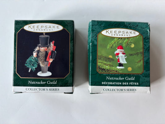 Hallmark Keepsake 1999 & 2000 Nutcracker Guild Miniature ornaments - NIB