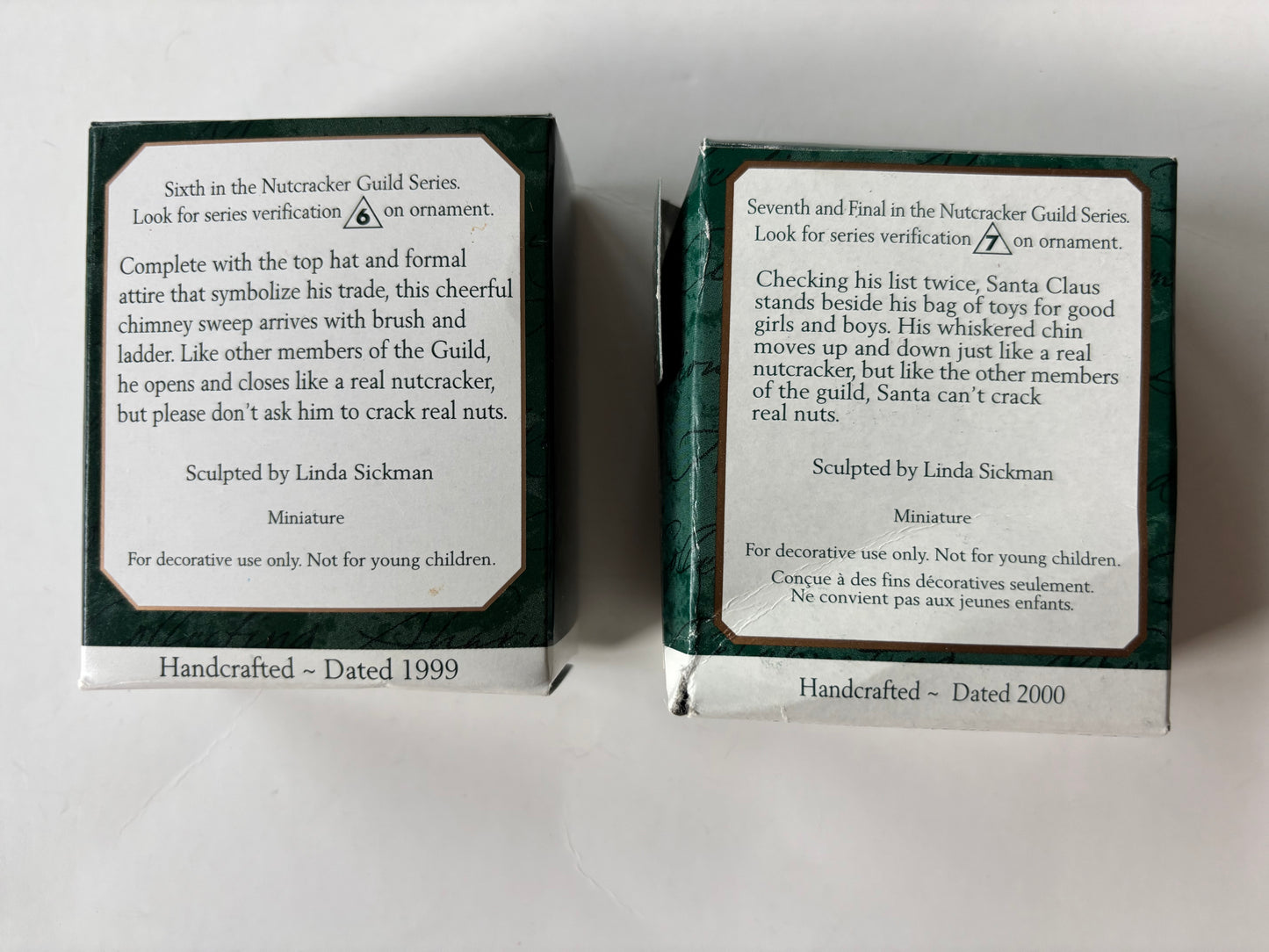 Hallmark Keepsake 1999 & 2000 Nutcracker Guild Miniature ornaments - NIB