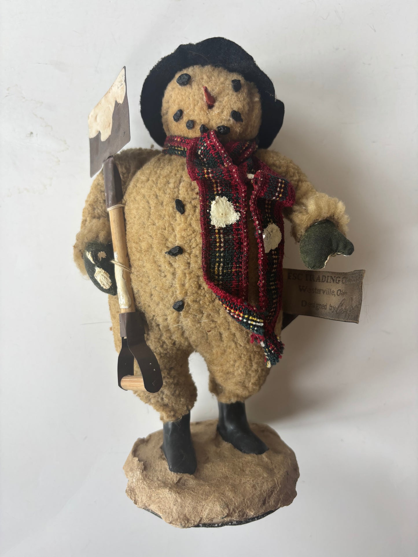 ESC Trading Cody Foster Primitive Fleece Snowman w/Snow Shovel and Top Hat