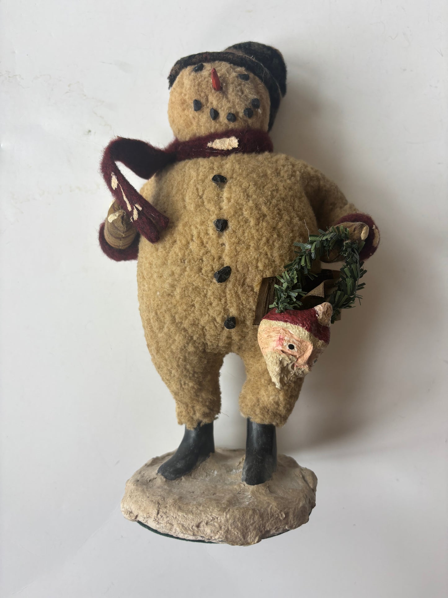 ESC Trading Cody Foster Primitive Fleece Snowman w/Santa Bucket