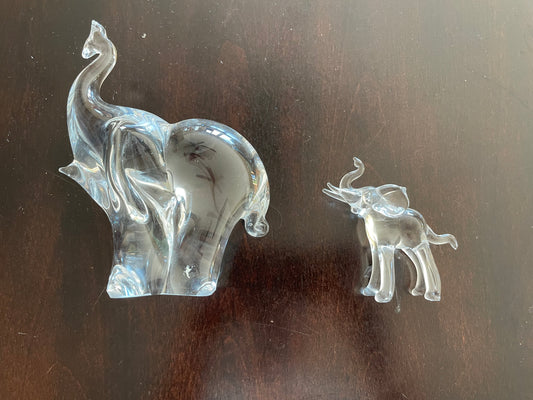 Glass Elephant Figurines (Set of 2)