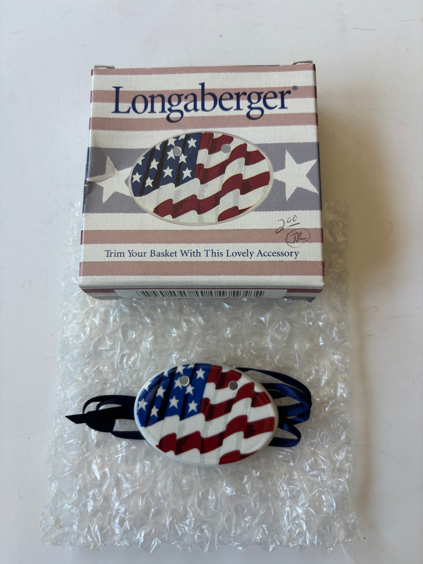 Longaberger Oval Flag Basket Tie On - NIB #36218