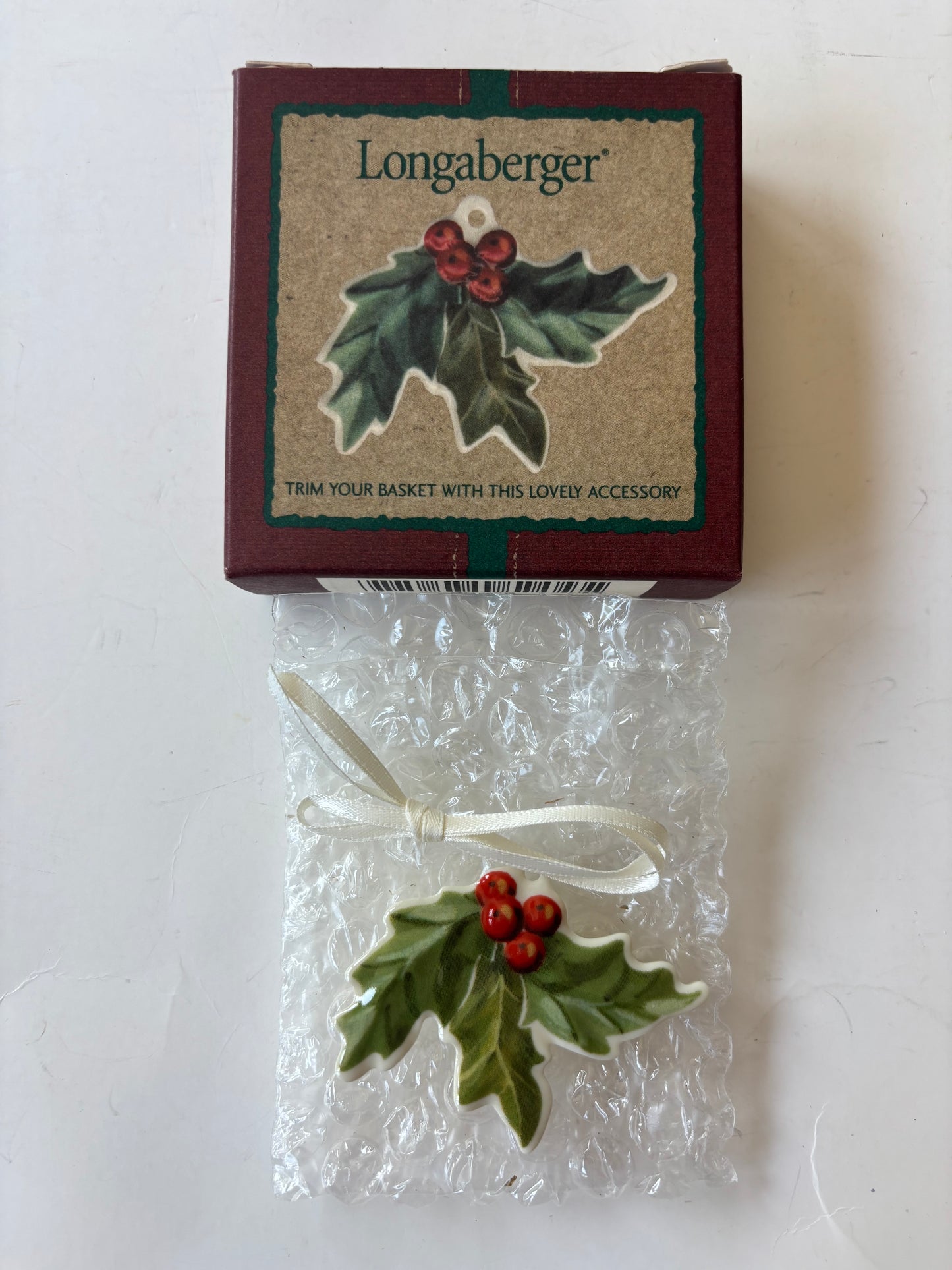 Longaberger Holly Basket Tie On - NIB #30602