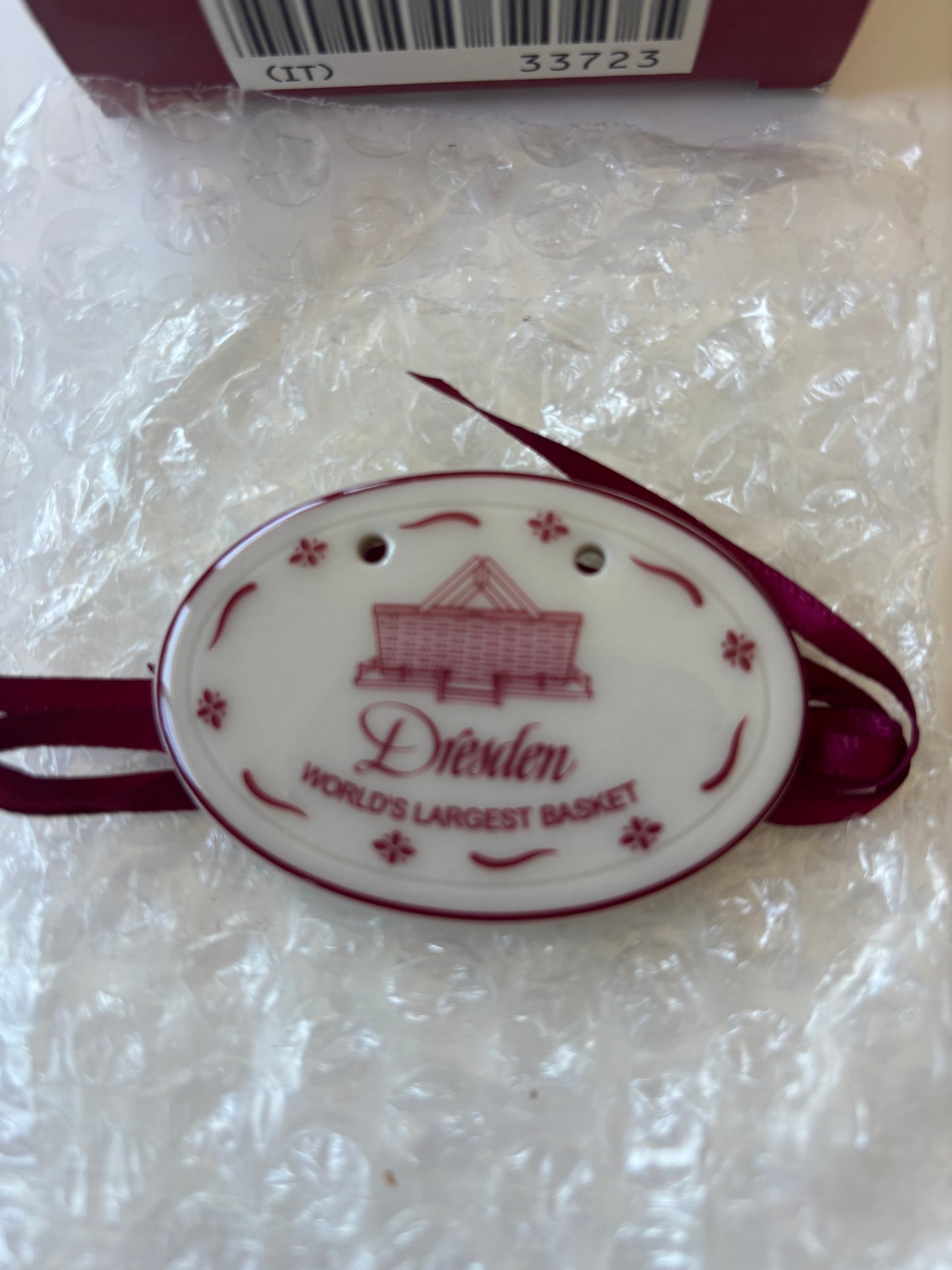 Longaberger Paprika Red Dresden Basket Tie On - NIB #33723
