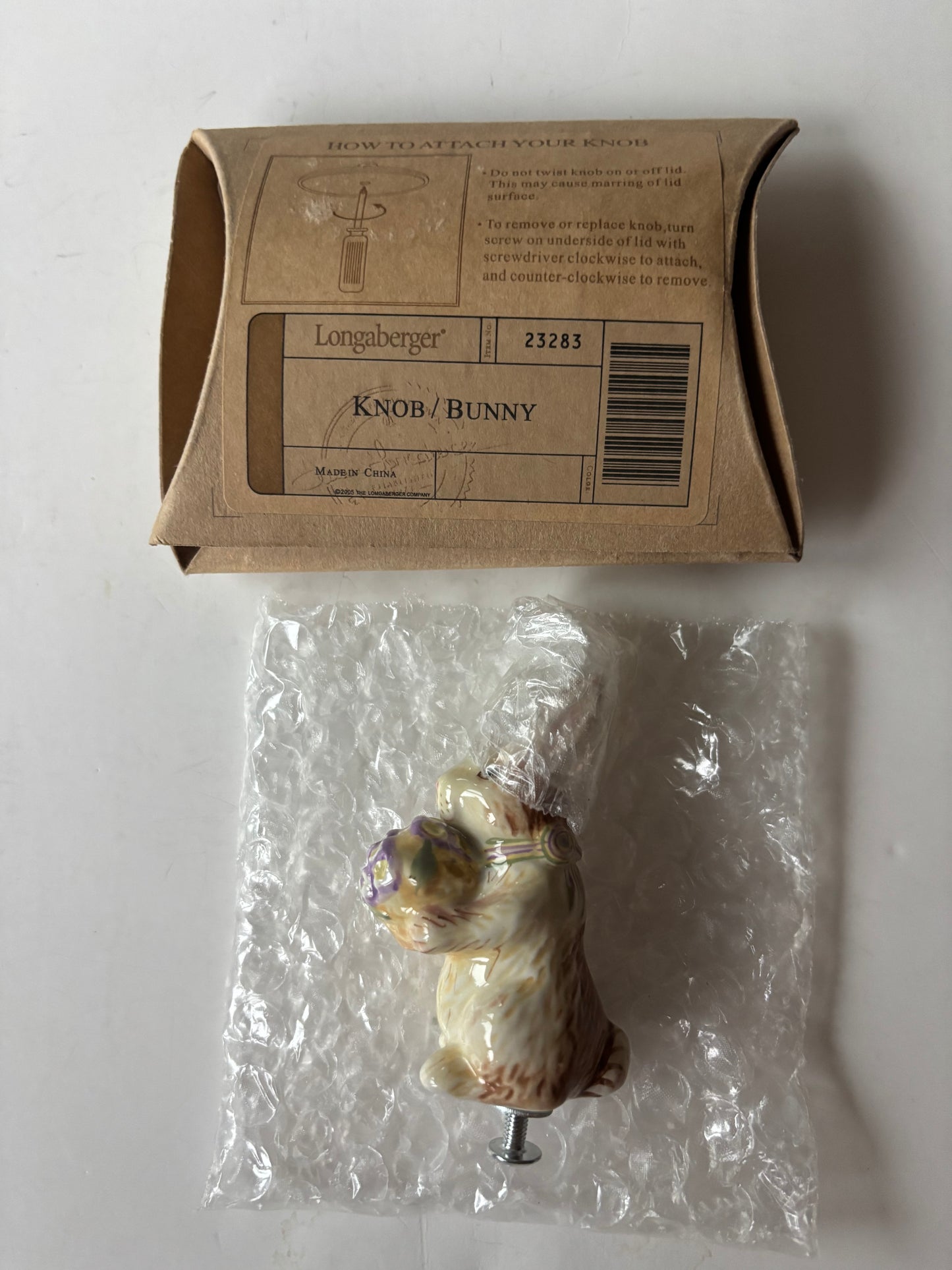 Longaberger Bunny Knob - NIB #23283