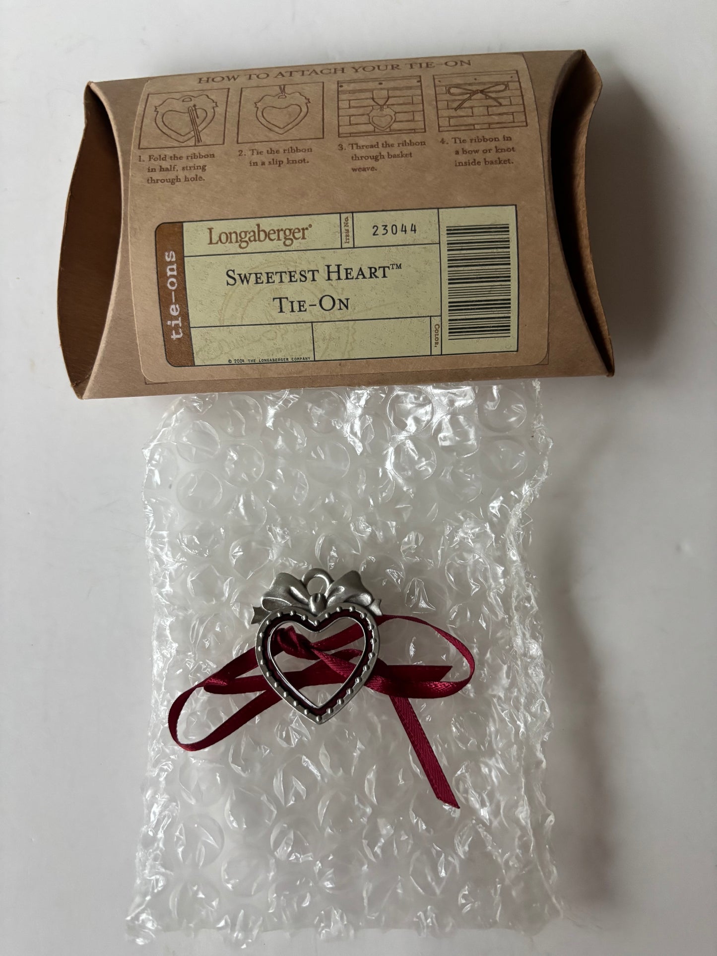 Longaberger Sweetest Heart Basket Tie On - NIB #23044