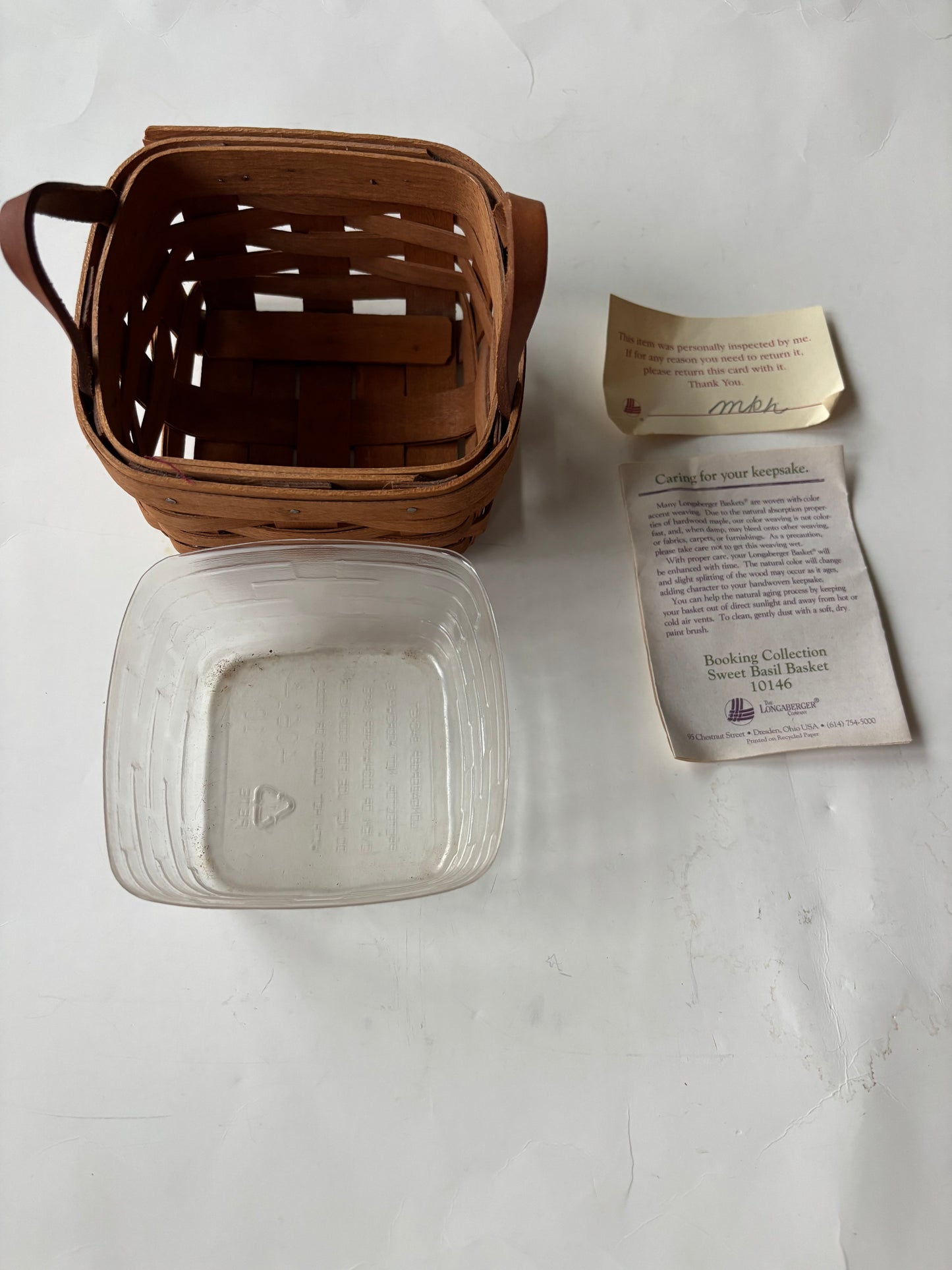 Longaberger Sweet Basil Booking Basket w/protector