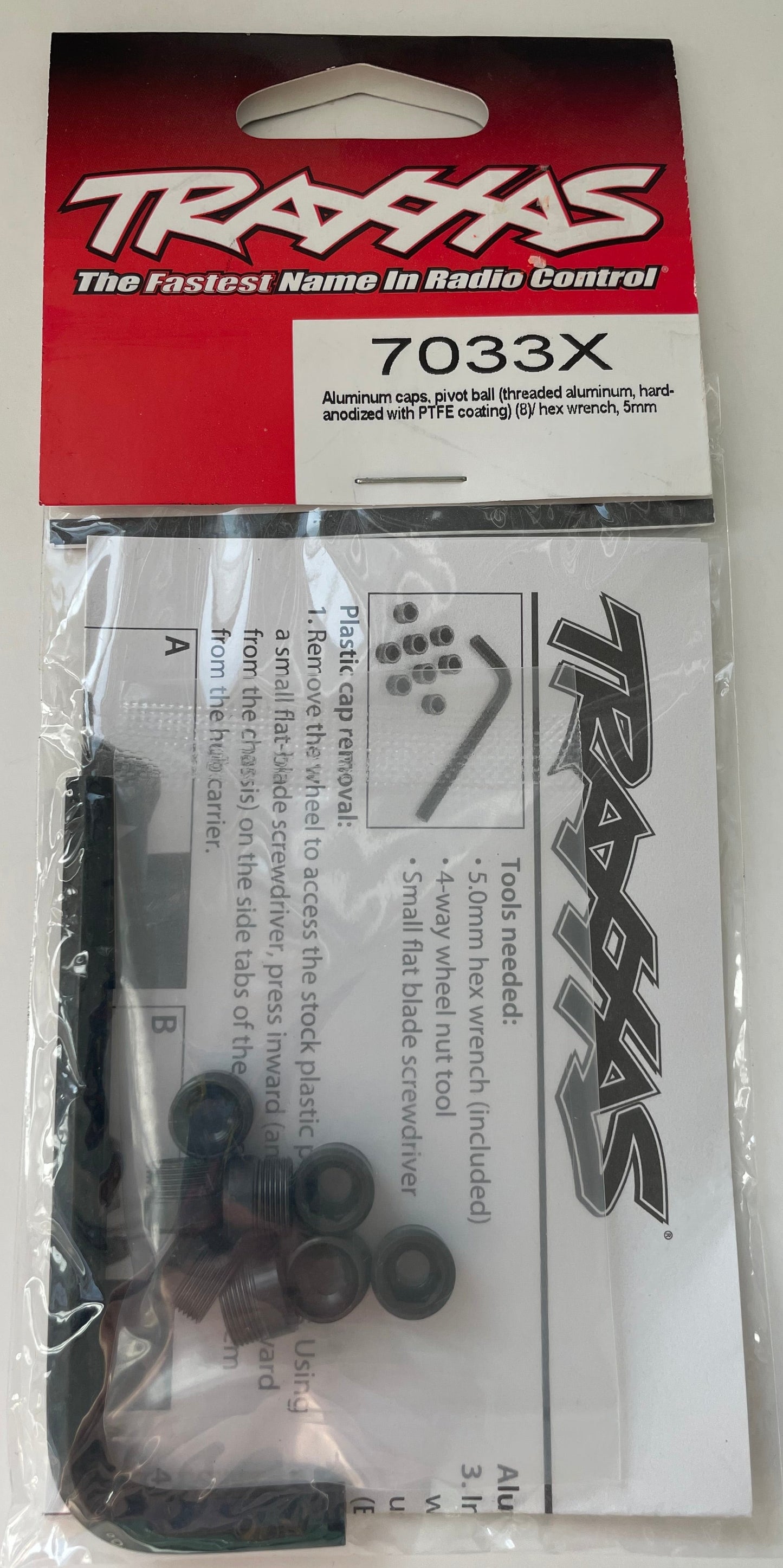 Traxxas Aluminum Pivot Ball Cap Set (8 pc) and Wrench (5 mm) #7033X