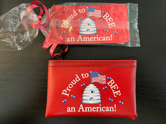 Longaberger Proud to BEE An American Coin Purse and Luggage Tag - NEW