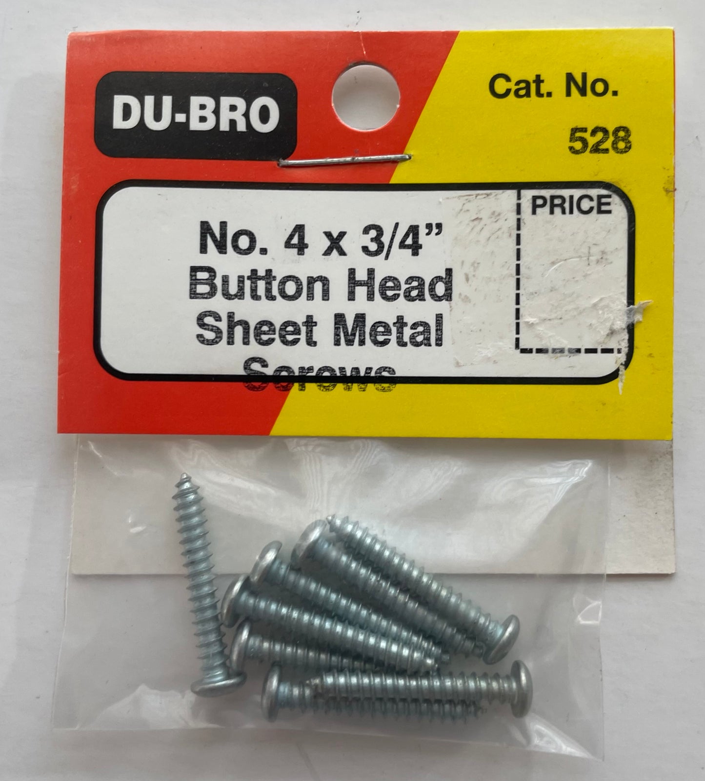 Du-Bro No.4 x 3/4" Button Head Sheet Metal Screws (8 pc) #528