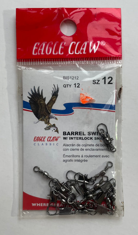 Eagle Claw Barrel Swivel with Interlock Snap BIS1212 (12 pc)