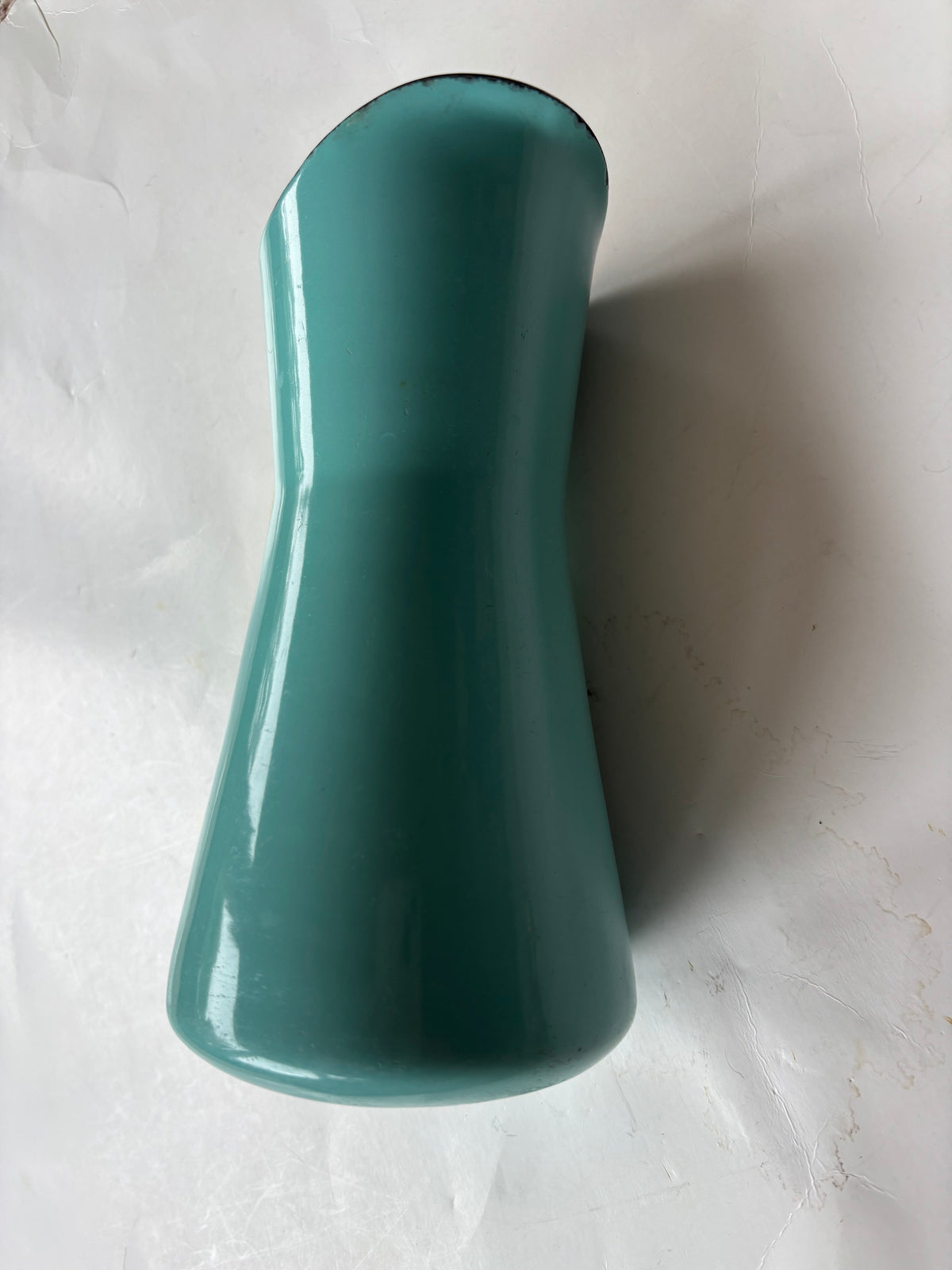 Vintage Dansk Kobenstyle Enamel Pitcher Turquoise wicker handle 1950's MCM