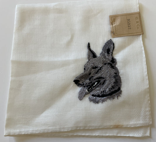 Vintage O. & Company Gray German Shephard Dog Handkerchief