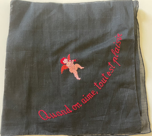 Vintage Wil-low Handkerchief - Quand on Aime, tout est plaisir (When you love, everything is pleasure)