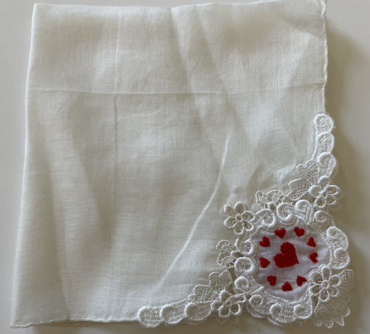 Vintage Wil-low 4 Corners of Hearts Handkerchief