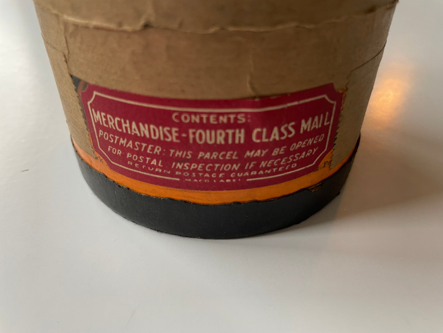 Vintage Merchandise Fourth Class Mail Cylinder Container - RARE