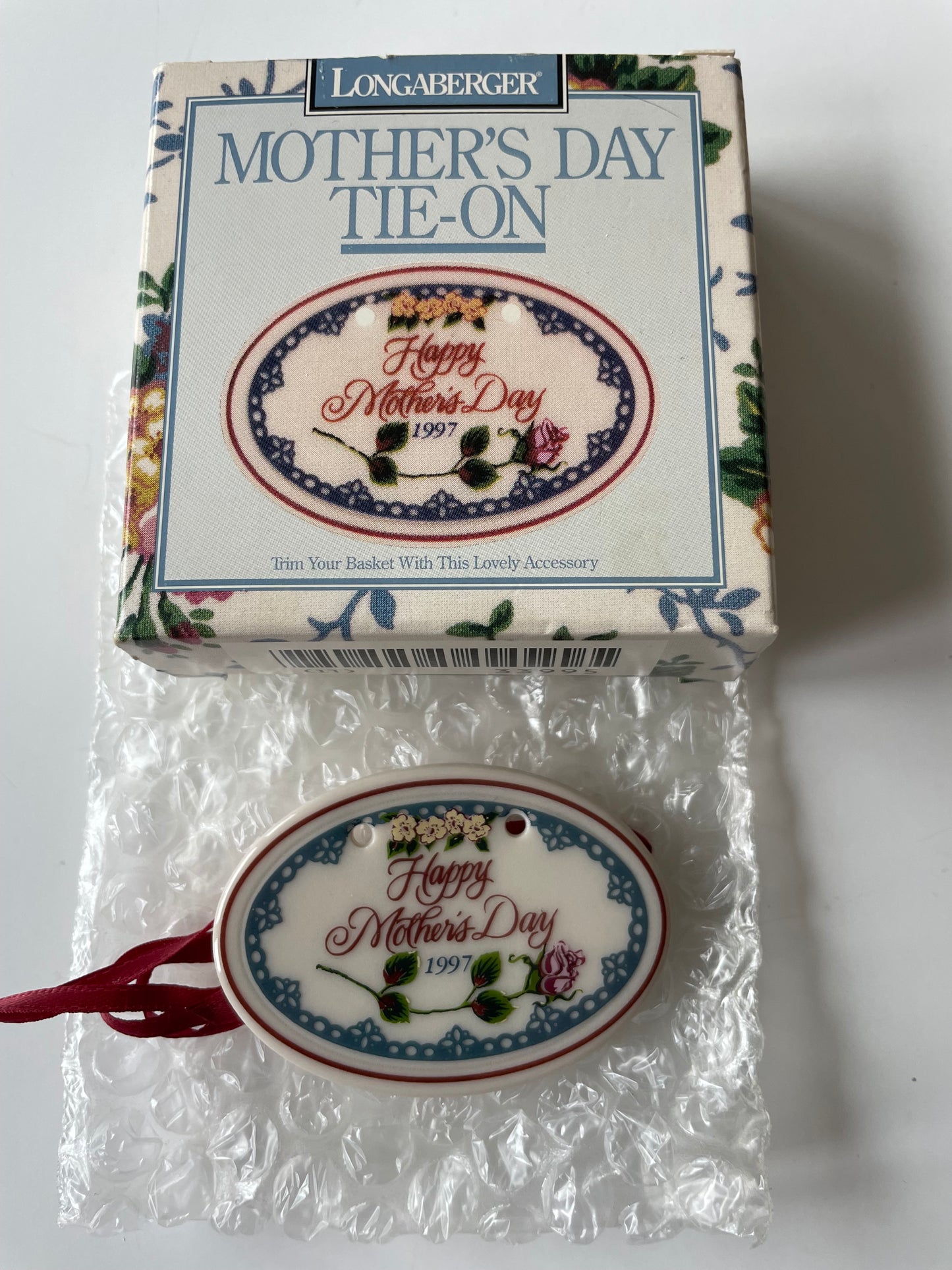 Longaberger 1997 Happy Mother's Day Basket Tie On - NIB - #33995