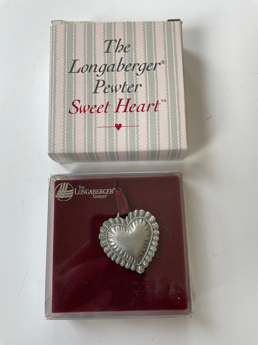 The Longaberger Pewter Sweet Heart Tie On - NIB