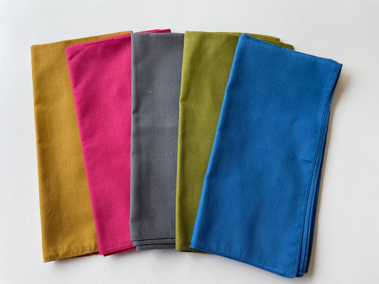 Vintage Colored Handkerchiefs (Blue, Pink, Grey, Mustard, Green)